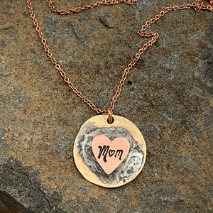 Buffalo Girls Salvage - Handmade Mom Heart Rose Gold Necklace - Jewelry