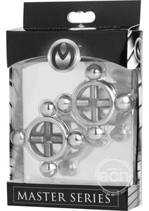 Master Series Nipple Clamps Master Series Rings Of Fire Stainless Steel Nipple Press Set - Silver