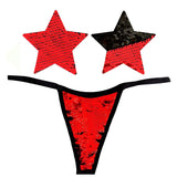 Neva Nude Set Red/Black Neva Nude - Sequin Pastie & Panty Set