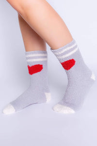 PJ Salvage Socks PJ Salvage - Long Fuzzy Heart Socks